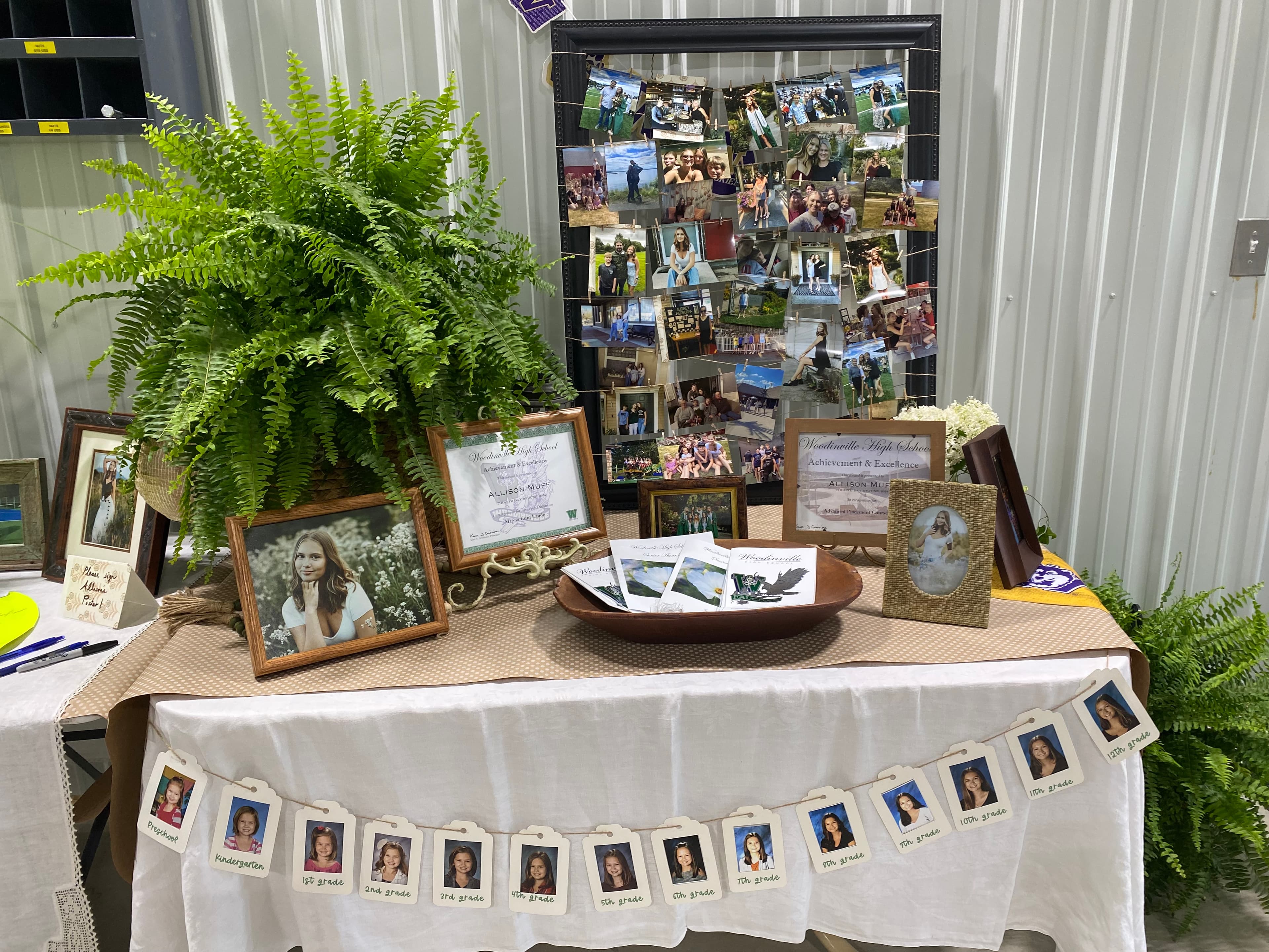 Graduation memory wall and photo display styled by EC Collective